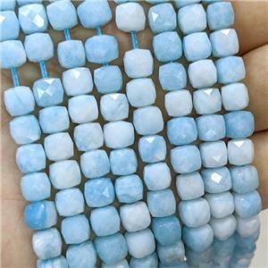 Blue Dye Jade Beads Faceted Cube, approx 6-8mm