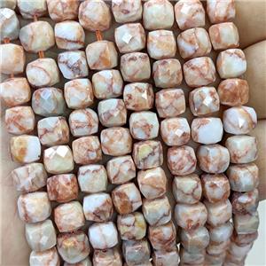 Red Silk Jasper Beads Faceted Cube, approx 6-8mm