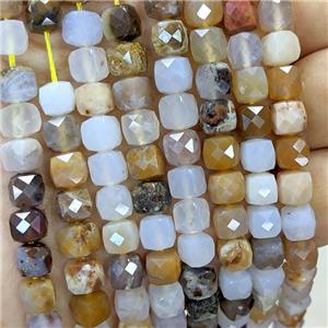 Agate Beads Multicolor Natural Color Faceted Cube, approx 6-8mm