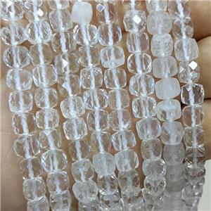 Natural Clear Quartz Beads Faceted Cube, approx 6-8mm