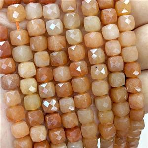 Natural Red Aventurine Beads Faceted Cube, approx 6-8mm