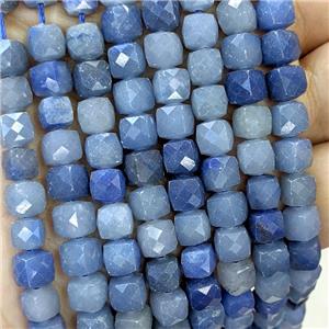 Natural Blue Aventurine Beads Faceted Cube, approx 6-8mm