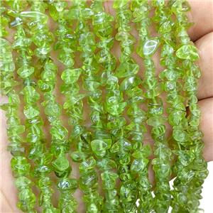 Natural Green Peridot Chip Beads Freeform, approx 4-7mm