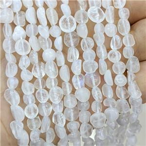 Natural White Moonstone Chip Beads Blue Flash Freeform, approx 4-7mm