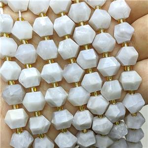 Natural White Crazy Lace Agate Beads Cutted Bicone, approx 8-10mm