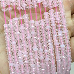 Natural Pink Rose Quartz Beads Faceted Rondelle, approx 2x4mm