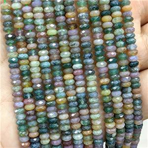 Natural Indian Agate Beads Faceted Rondelle, approx 2x4mm