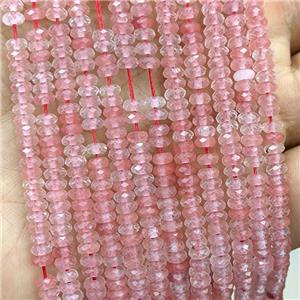 Red Synthetic Quartz Beads Faceted Rondelle, approx 2x4mm