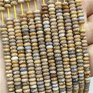 Natural Picture Jasper Beads Faceted Rondelle, approx 2x4mm