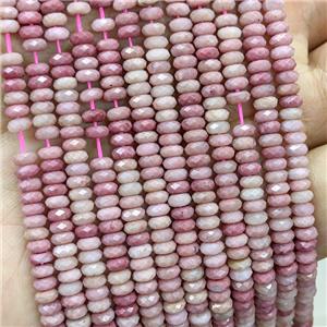 Pink Wood Lace Jasper Beads Faceted Rondelle, approx 2x4mm