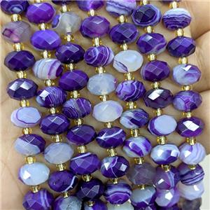 Coffee Stripe Agate Beads Banded Faceted Rondelle Dye, approx 6-10mm