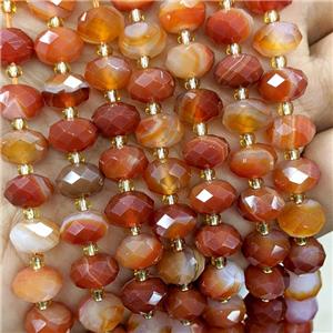Red Coffee Stripe Agate Beads Banded Faceted Rondelle Dye, approx 6-10mm