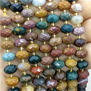 Natural Ocean Agate Beads Faceted Rondelle Multicolor, approx 6-10mm