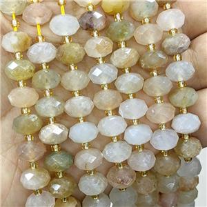 Yellow Actinolite Beads Faceted Rondelle, approx 6-10mm