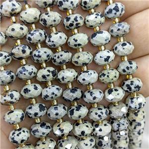 Natural Black Dalmatian Jasper Beads Faceted Rondelle, approx 6-10mm