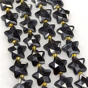 Natural Black Obsidian Star Beads Faceted, approx 14mm