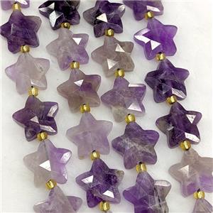 Natural Purple Amethyst Star Beads Faceted, approx 14mm