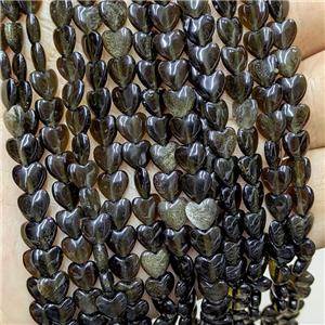 Natural Silver Obsidian Heart Beads, approx 6mm