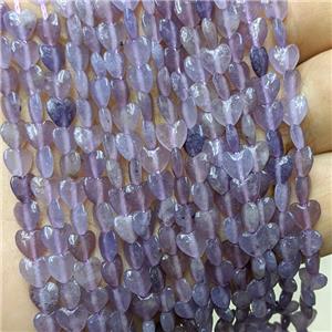 Purple Chinese Lepidolite Heart Beads, approx 6mm