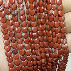 Natural Red Jasper Heart Beads, approx 6mm
