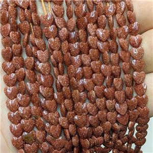 Golden Sandstone Heart Beads, approx 6mm
