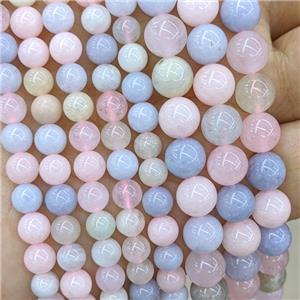 Round Morganite Beads Multicolor Smooth, approx 10mm dia