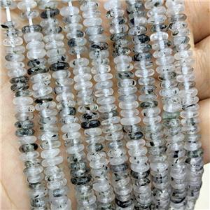 Pitaya Quartz Heishi Beads Black Spots, approx 6mm