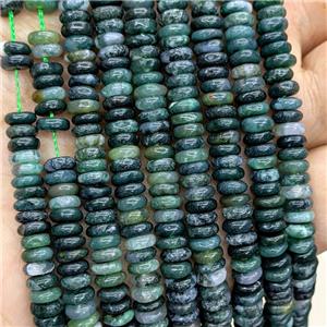 Natural Green Moss Agate Heishi Beads, approx 6mm