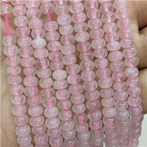 Natural Pink Rose Quartz Beads Smooth Rondelle, approx 6mm