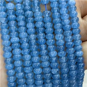 Jade Beads Smooth Rondelle Blue Dye, approx 6mm