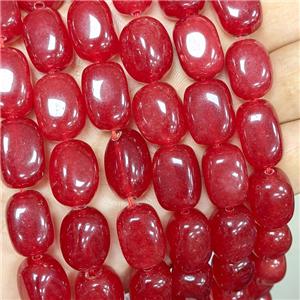 Jade Beads Freeform Red Dye, approx 13-18mm