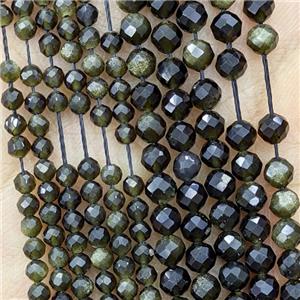 Natural Golden Obsidian Beads Faceted Round, approx 2mm