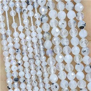 Natural White Moonstone Beads Faceted Round, approx 2mm
