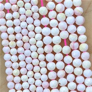 Natural Pink Queen Shell Beads Faceted Round, approx 4mm
