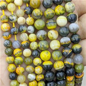 Natural Yellow Bumblebee Jasper Beads Smooth Round, approx 8mm
