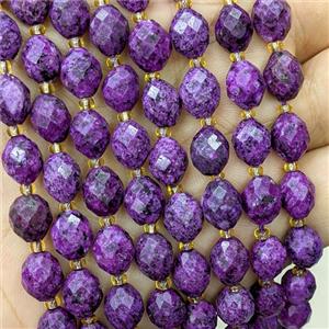 Purple Dye Jade Rice Beads Faceted, approx 8-10mm