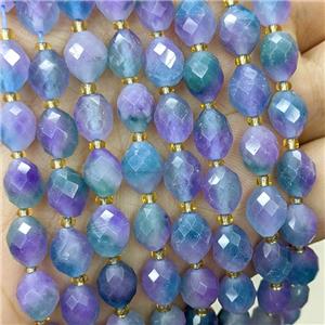 Lavender Dye Jade Beads Faceted Rice Green, approx 8-10mm