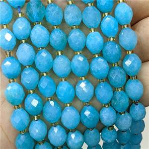 Jade Beads Faceted Rice Blue Dye, approx 8-10mm