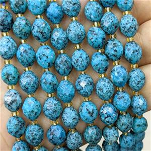 Blue Dye Jade Beads Faceted Rice, approx 8-10mm