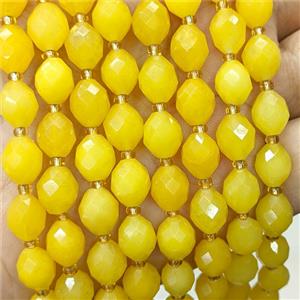 Jade Beads Faceted Rice Yellow Dye, approx 8-10mm