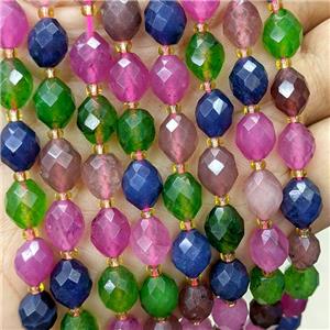 Jade Beads Faceted Rice Mixed Color Dye, approx 8-10mm