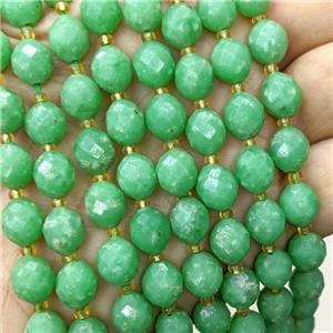 Natural Chinese Nephrite Jade Beads Green Dye Faceted Rice, approx 8-10mm