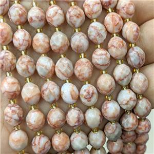 Red Silk Jasper Beads Faceted Rice, approx 8-10mm