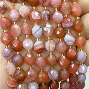 Red Striped Agate Beads Banded Dye Faceted Rice, approx 8-10mm
