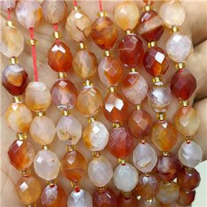Natural Agate Beads Red Dye Faceted Rice, approx 8-10mm