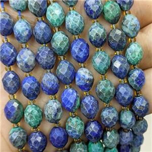 Natural Chinese Azurite Beads Bluegreen Dye Faceted Rice, approx 8-10mm