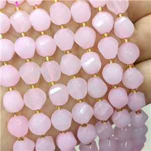 Pink Jade Twist Beads Dye, approx 9-10mm