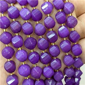 Jade Twist Beads Purple Dye, approx 9-10mm