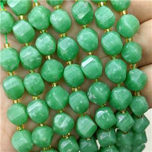 Green Jade Twist Beads Dye, approx 9-10mm