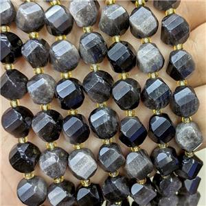Natural Silver Obsidian Twist Beads, approx 9-10mm